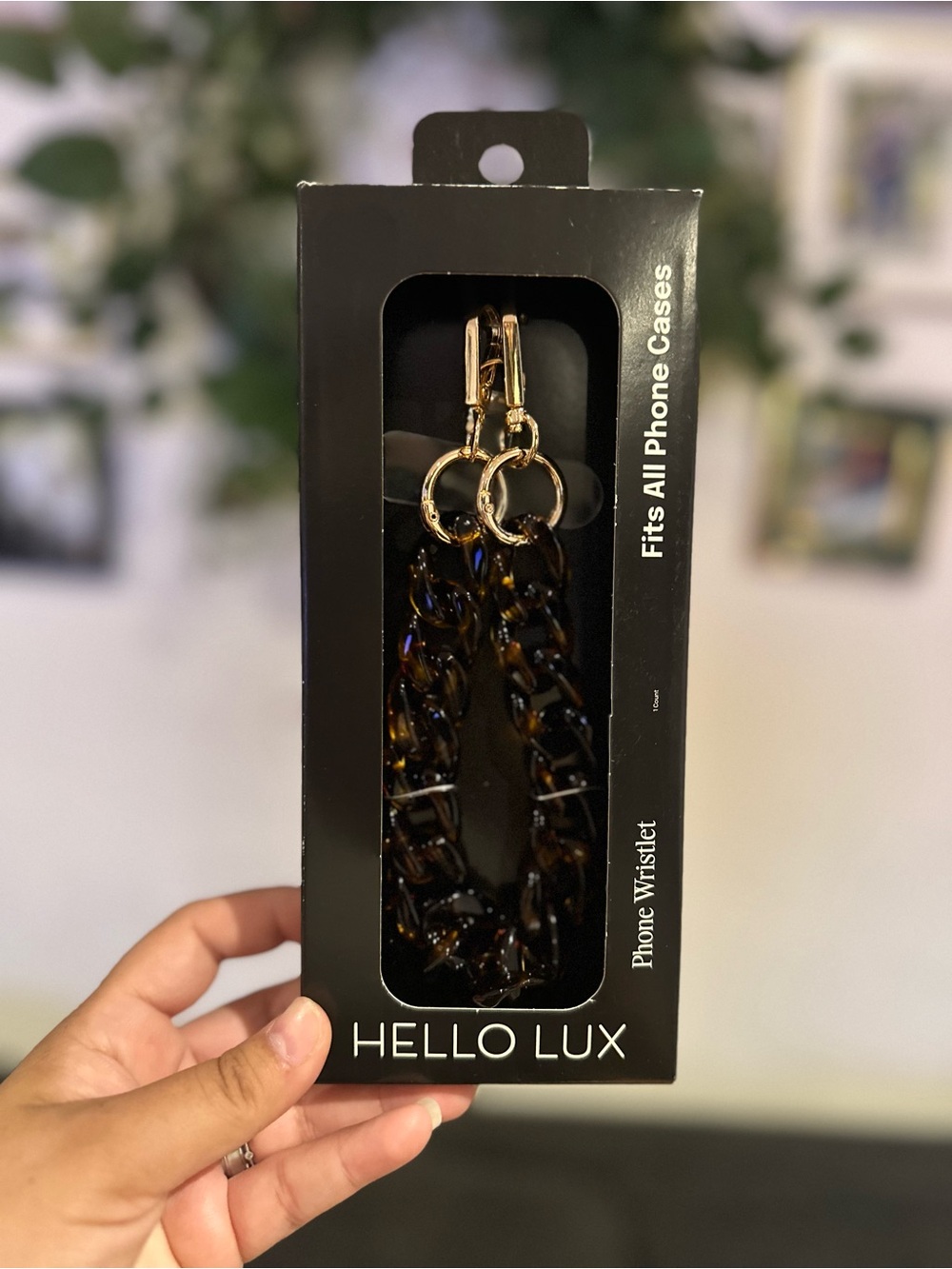 Tortoiseshell Phone Wristlet with Gold like color Hardware